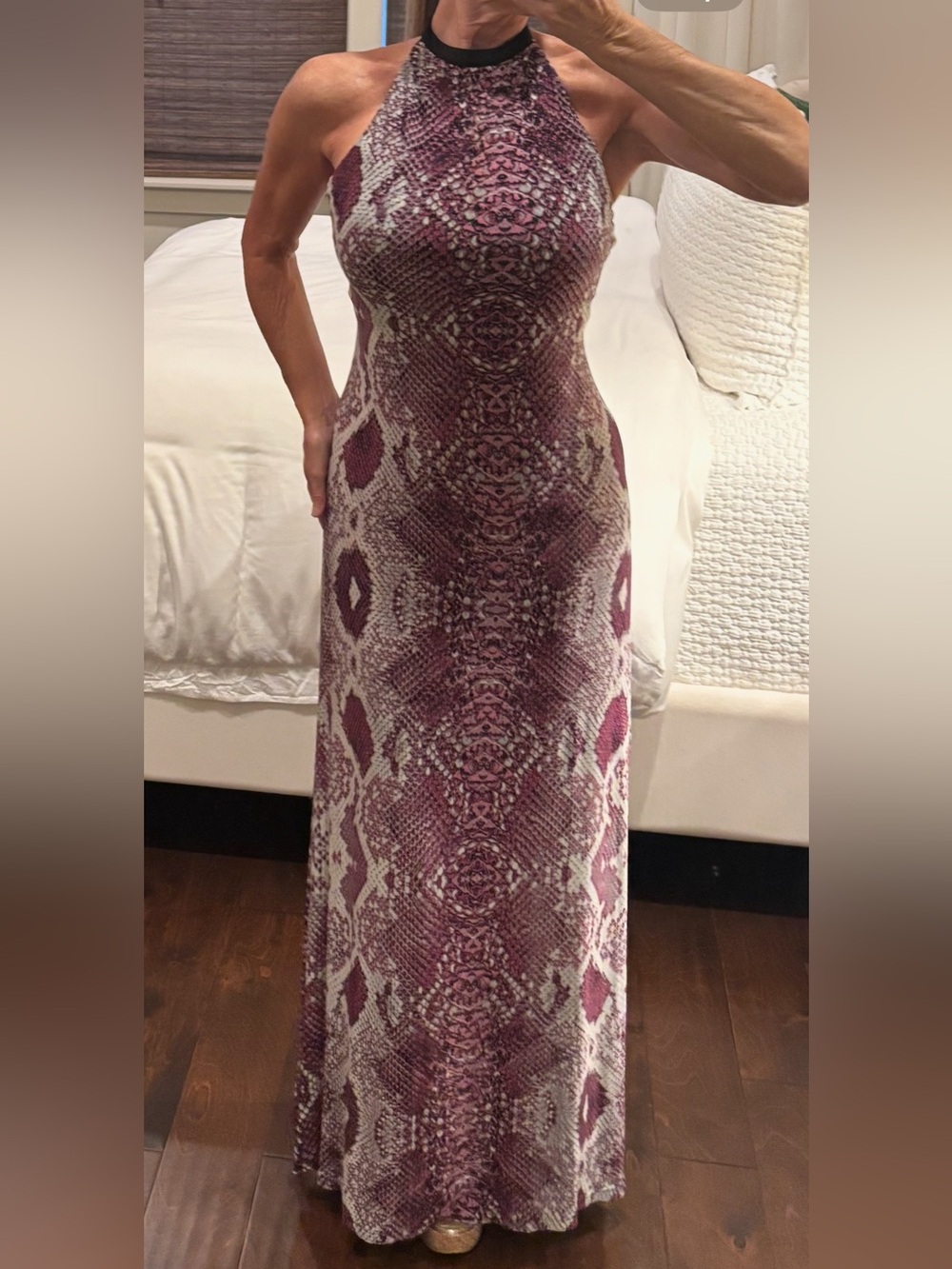 Guess by Marciano Lattice Neck Snake Print Maxi Dress SZ XS - Picture 3 of 10
